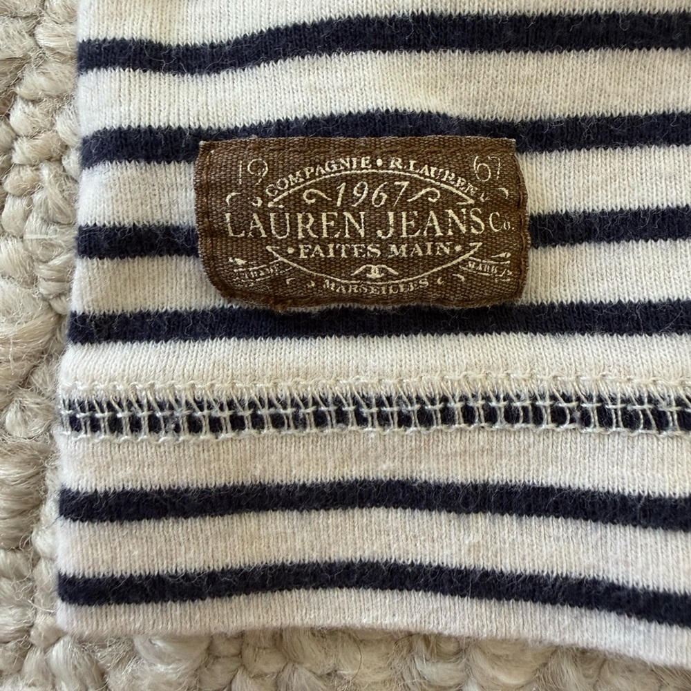 Ralph Lauren Preppy Striped Elbow Patch Top - Picture 4 of 5